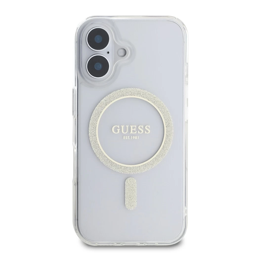 Guess IML Glitter Ring MagSafe tok iPhone 16 készülékhez átlátszó