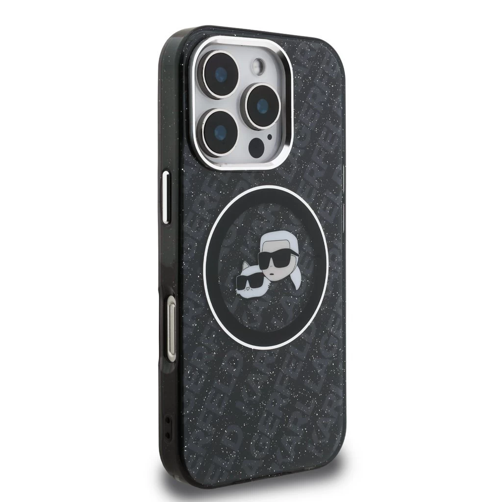 Karl Lagerfeld IML K&CH Heads Repeated Logo MagSafe tok iPhone 16 Pro Max készülékhez fekete