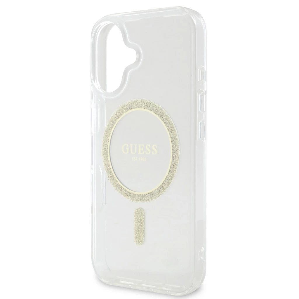 Guess IML Glitter Ring MagSafe tok iPhone 16 Plus készülékhez átlátszó