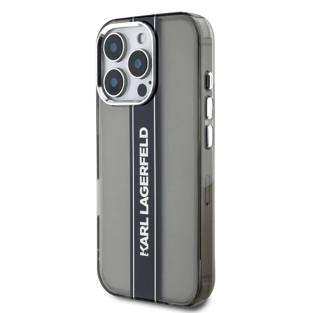 Karl Lagerfeld IML Stripe Logo tok iPhone 16 Pro Max készülékhez fekete
