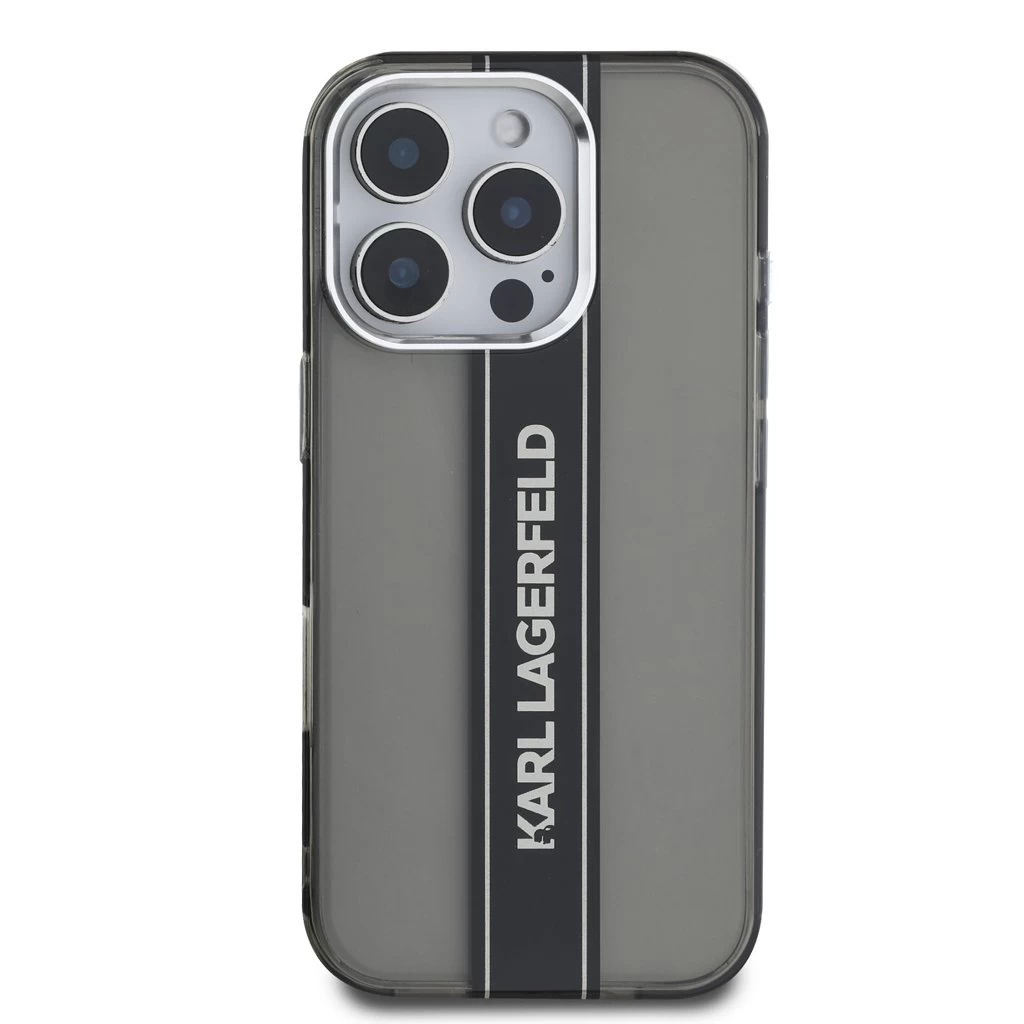 Karl Lagerfeld IML Stripe Logo tok iPhone 16 Pro Max készülékhez fekete