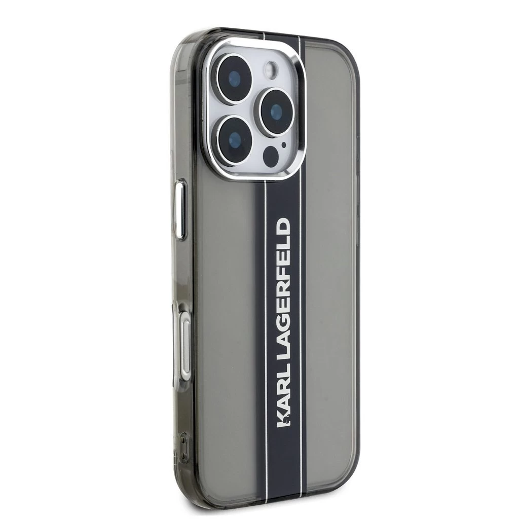 Karl Lagerfeld IML Stripe Logo tok iPhone 16 Pro Max készülékhez fekete