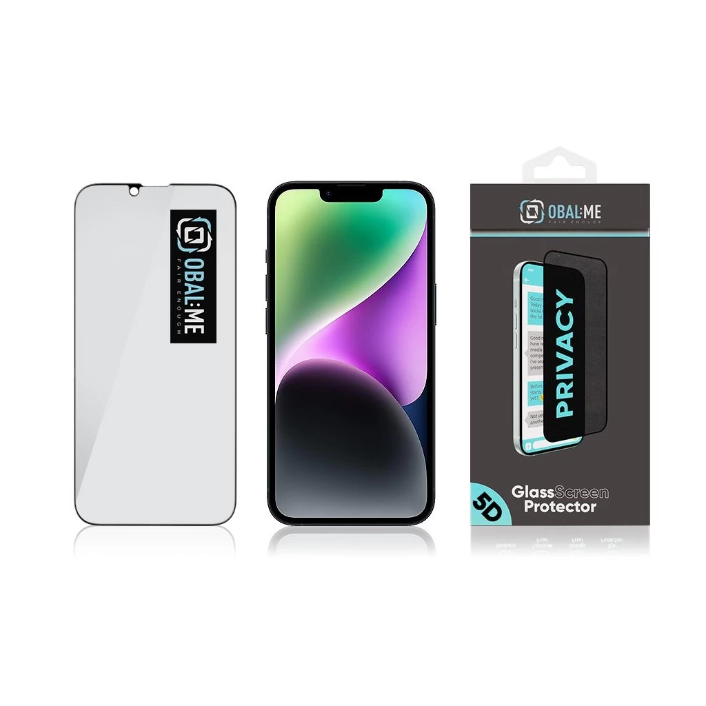 OBAL:ME Privacy 5D Glass kijelzővédő Apple iPhone 13/13 Pro/14/16e készülékhez fekete