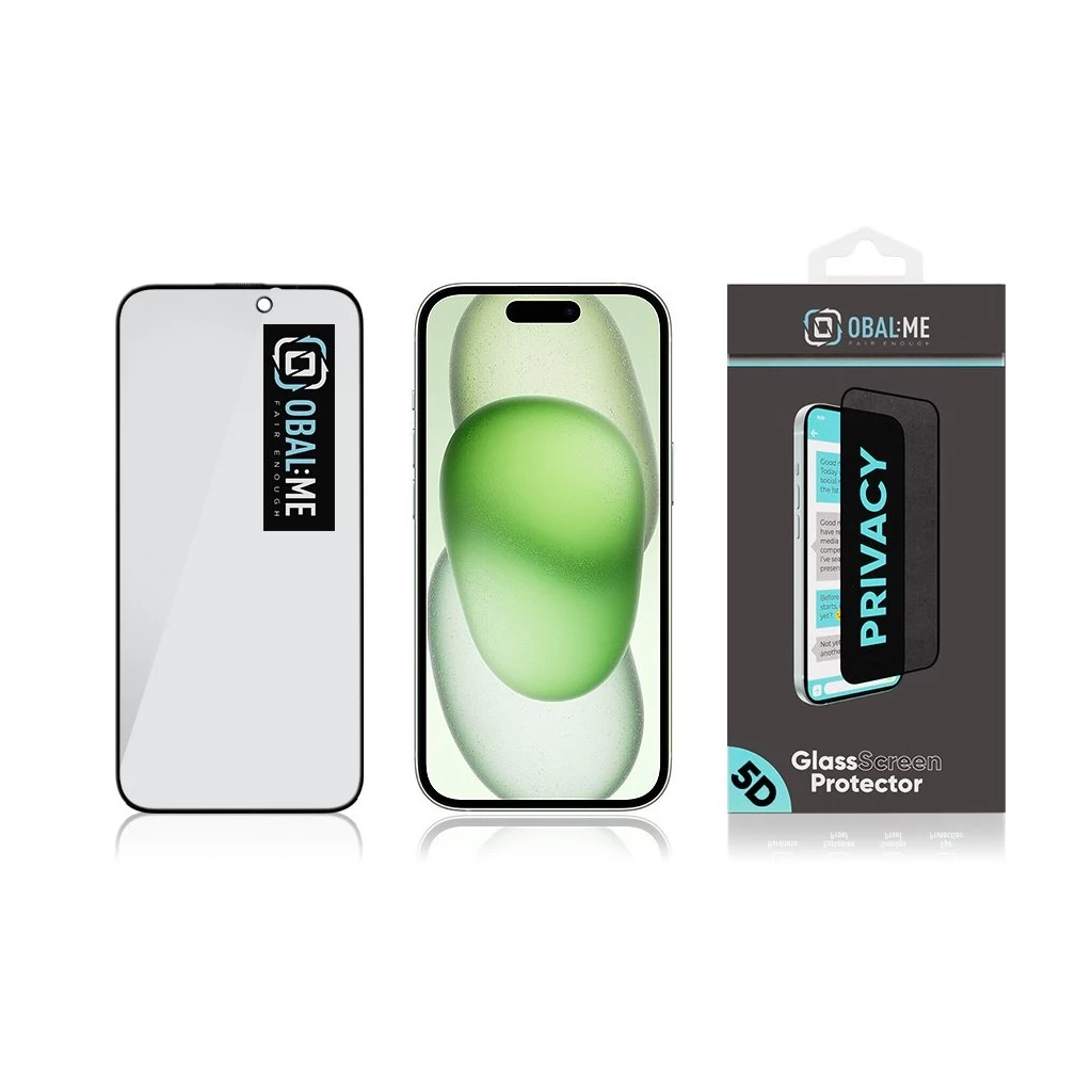 OBAL:ME Privacy 5D üveg kijelzővédő Apple iPhone 15/16 készülékhez fekete