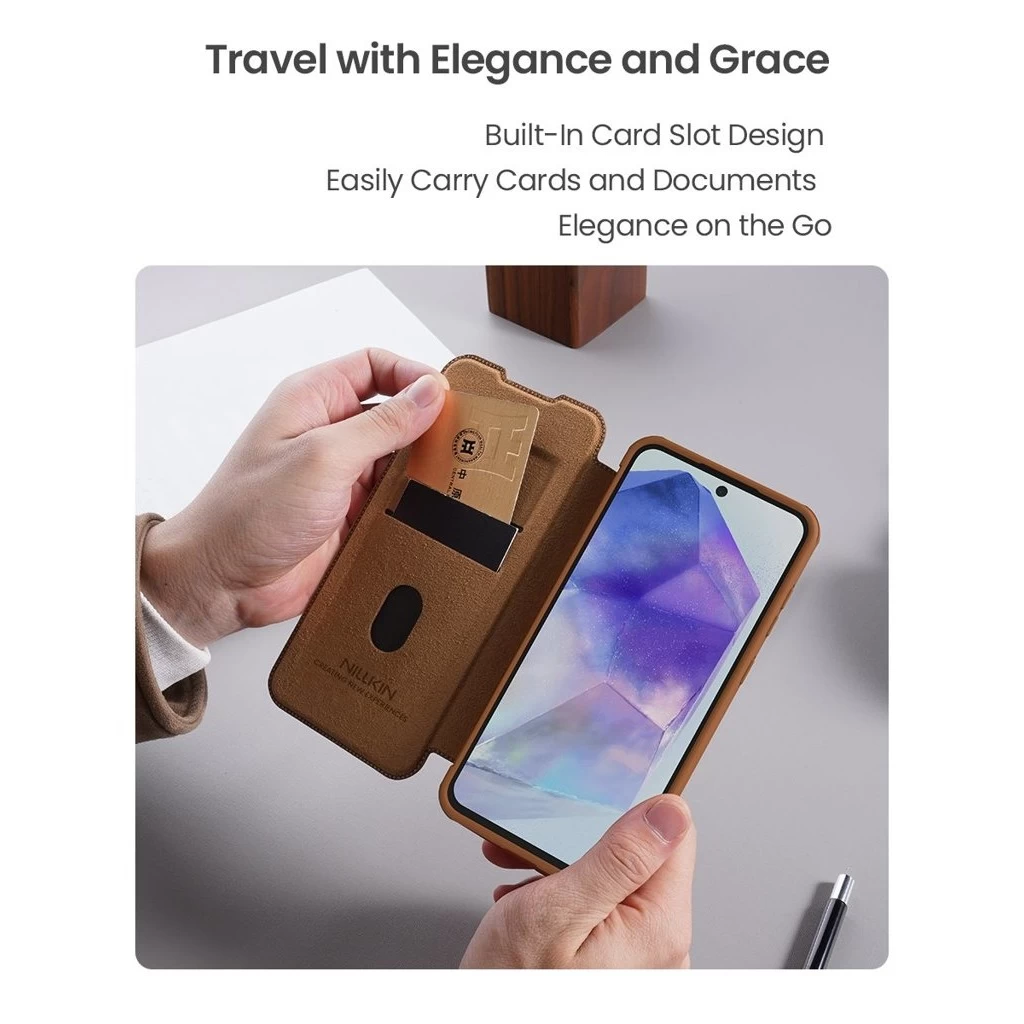 Nillkin Qin Book PRO tok Samsung Galaxy A56 5G készülékhez fekete