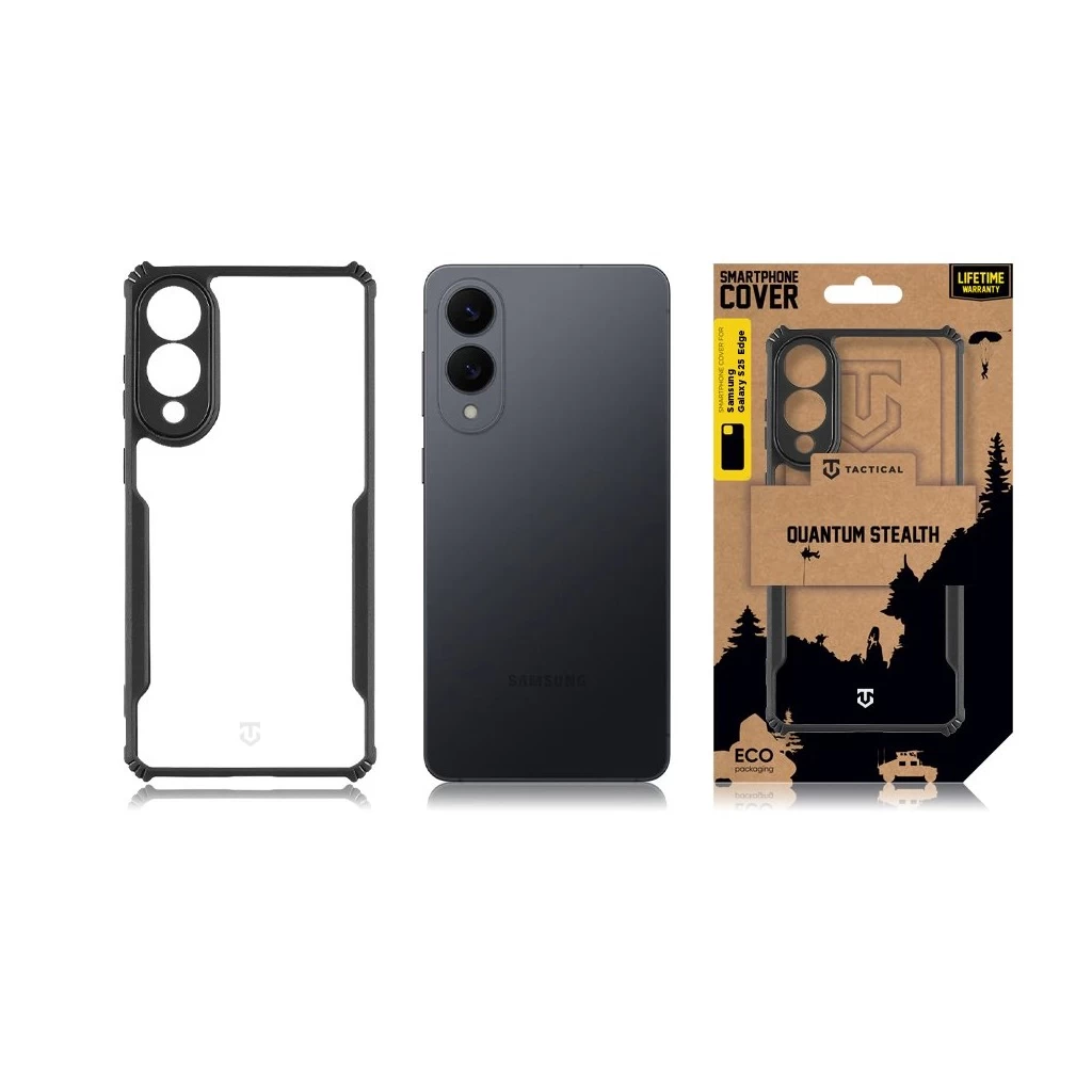 Tactical Quantum Stealth tok Samsung Galaxy S25 Edge készülékhez átlátszó/fekete