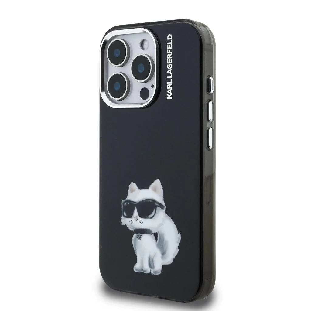 Karl Lagerfeld IML Aquarelle Choupette tok iPhone 15 Pro készülékhez fekete