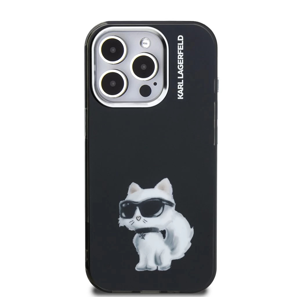 Karl Lagerfeld IML Aquarelle Choupette tok iPhone 15 Pro készülékhez fekete