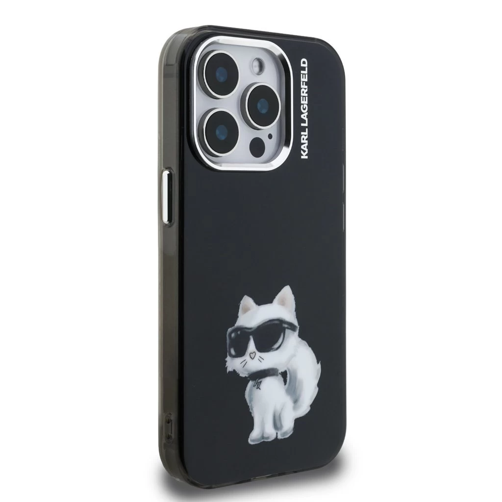 Karl Lagerfeld IML Aquarelle Choupette tok iPhone 15 Pro készülékhez fekete