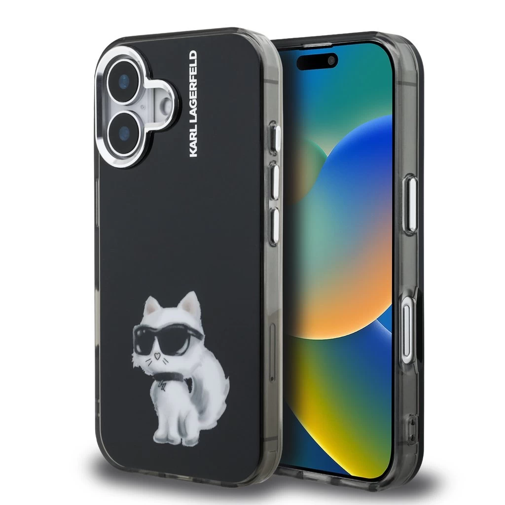 Karl Lagerfeld IML Aquarelle Choupette tok iPhone 16 készülékhez fekete