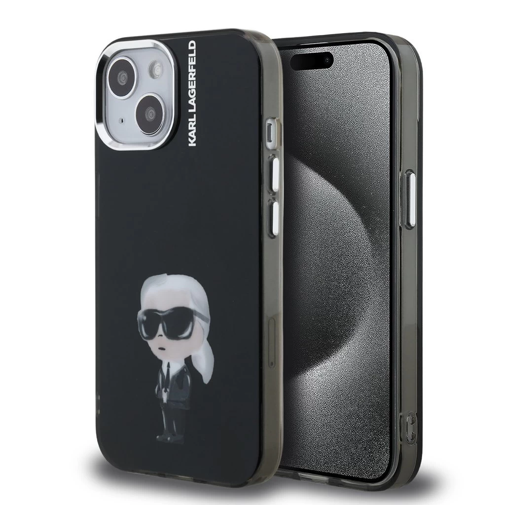 Karl Lagerfeld IML Aquarelle Karl tok iPhone 15 készülékhez fekete