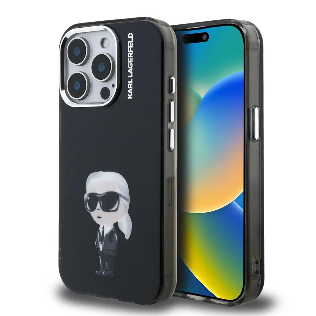Karl Lagerfeld IML Aquarelle Karl tok iPhone 15 Pro Max készülékhez fekete