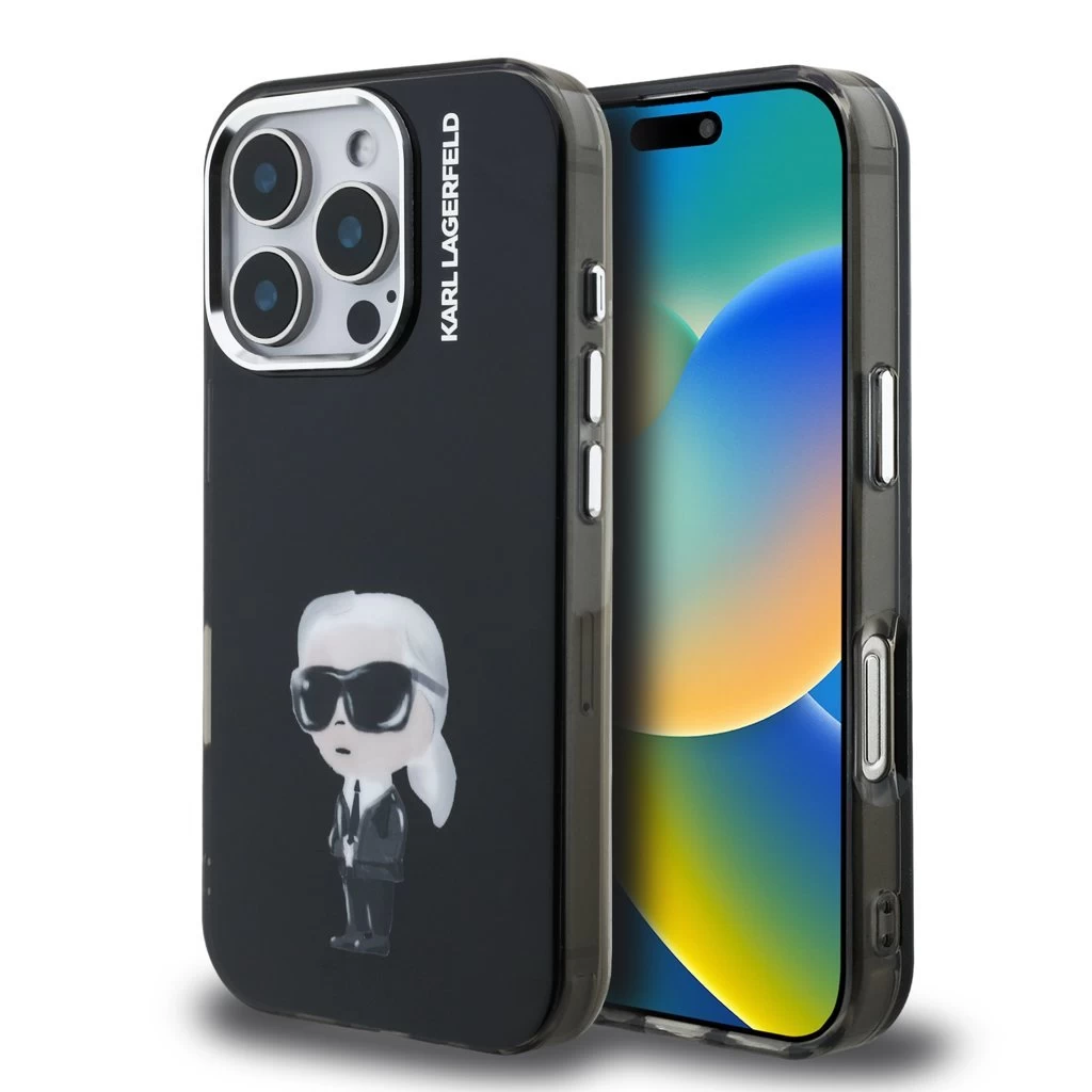 Karl Lagerfeld IML Aquarelle Karl tok iPhone 16 Pro Max készülékhez fekete