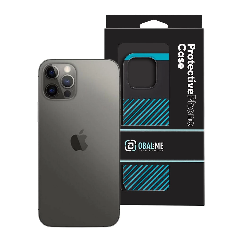 OBAL:ME Flossy Stripes tok Apple iPhone 12/12 Pro készülékhez fekete/türkiz