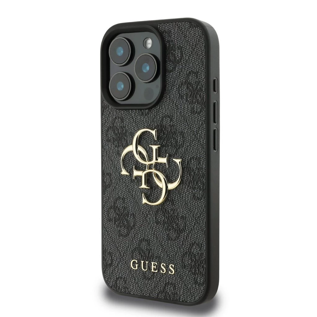Guess PU 4G Metal Logo tok iPhone 16 Pro Max készülékhez szürke