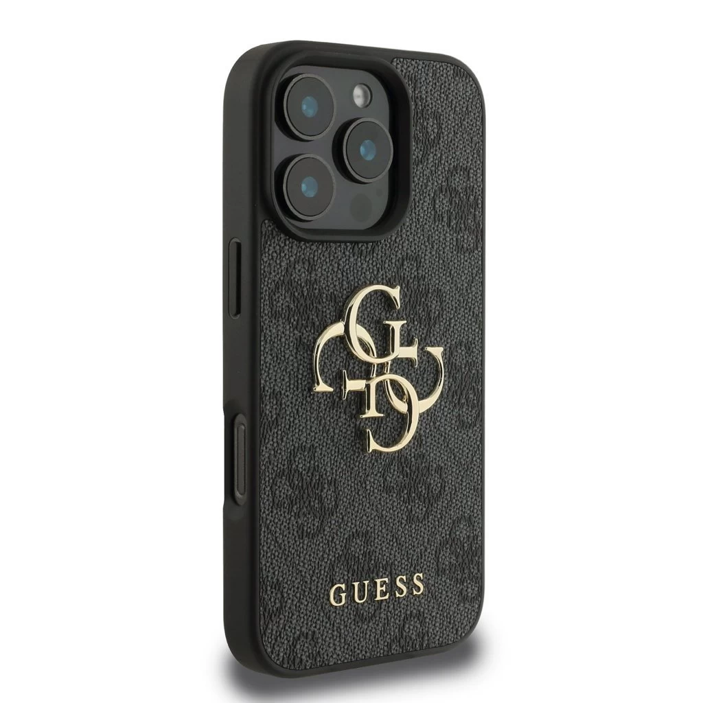 Guess PU 4G Metal Logo tok iPhone 16 Pro Max készülékhez szürke