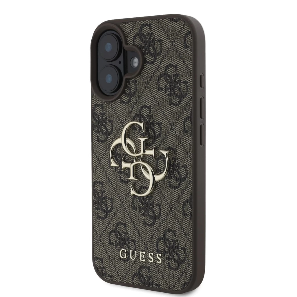 Guess PU 4G Metal Logo tok iPhone 16 Plus készülékhez barna
