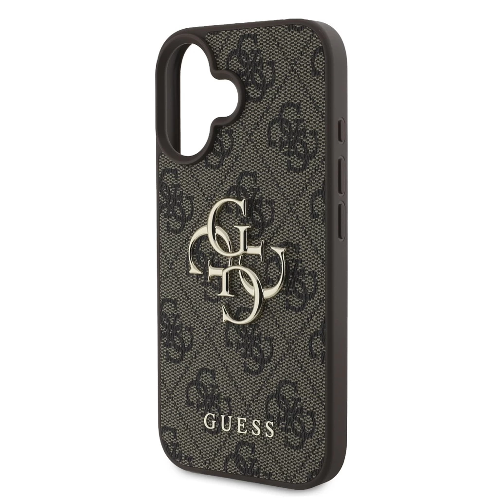 Guess PU 4G Metal Logo tok iPhone 16 Plus készülékhez barna