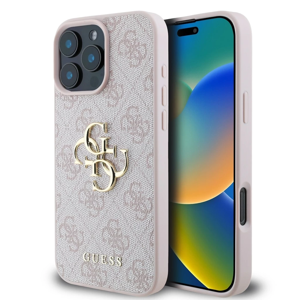 Guess PU 4G Metal Logo tok iPhone 16 Pro Max készülékhez rózsaszín