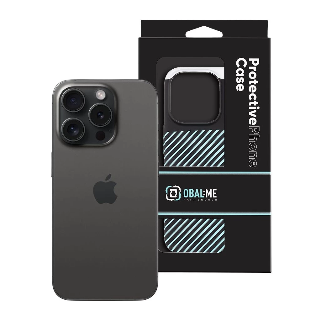 OBAL:ME Flossy Stripes tok Apple iPhone 15 Pro készülékhez fekete/égkék