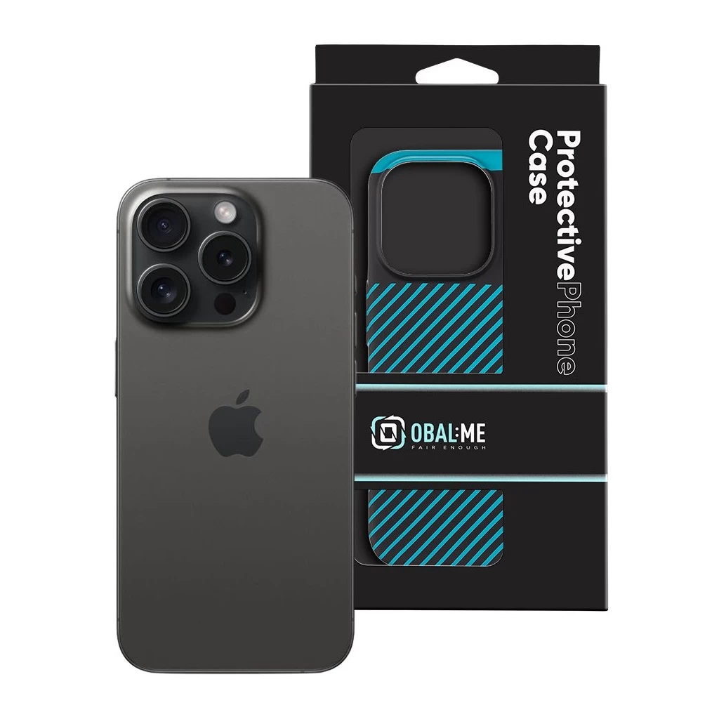 OBAL:ME Flossy Stripes tok Apple iPhone 15 Pro készülékhez fekete/türkiz