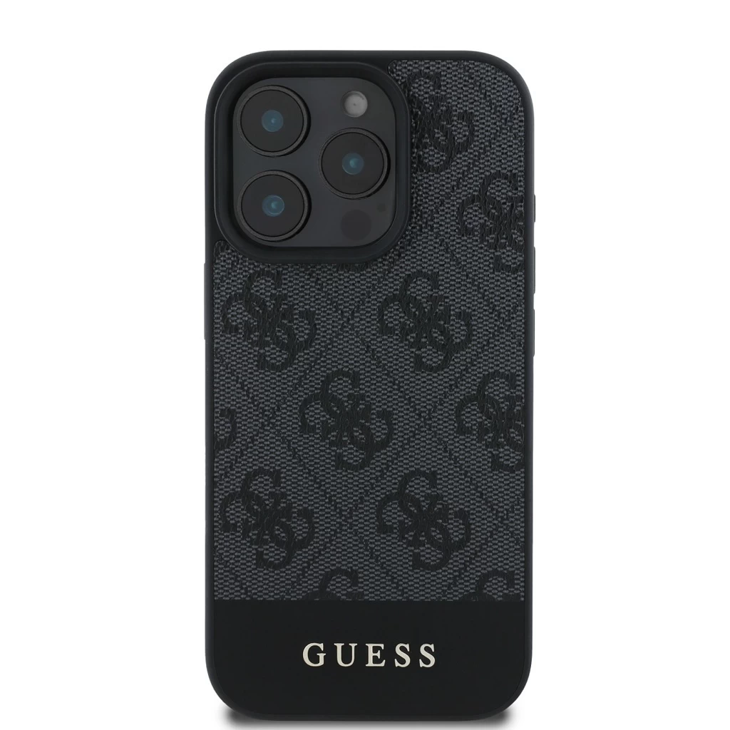 Guess PU 4G Stripe tok iPhone 16 Pro Max készülékhez szürke