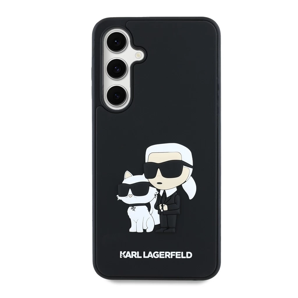 Karl Lagerfeld 3D Rubber Karl and Choupette tok Samsung Galaxy S24 FE készülékhez fekete