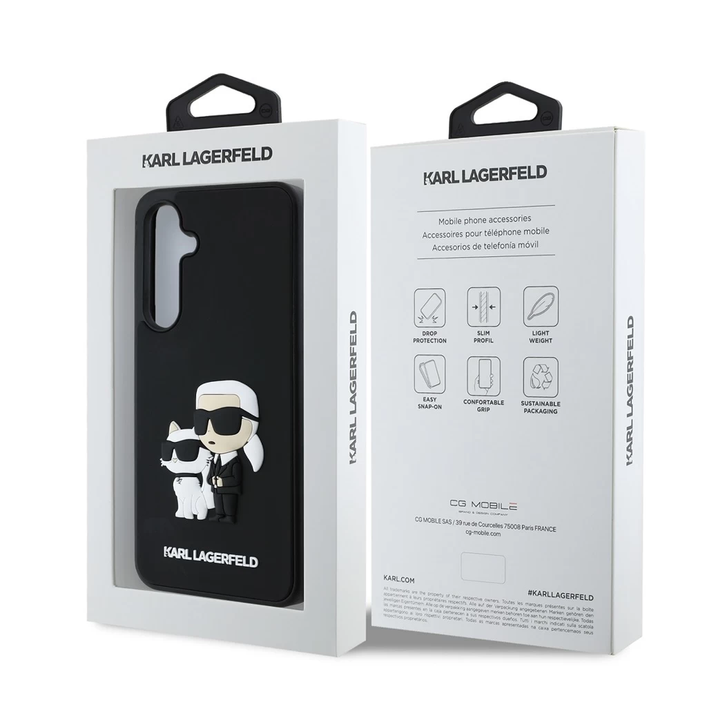 Karl Lagerfeld 3D Rubber Karl and Choupette tok Samsung Galaxy S24 FE készülékhez fekete