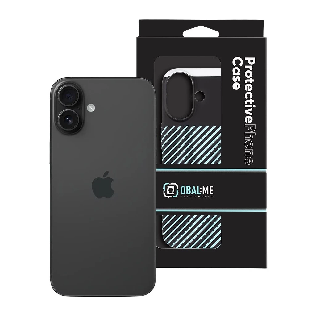 OBAL:ME Flossy Stripes tok Apple iPhone 16 Plus készülékhez fekete / égkék