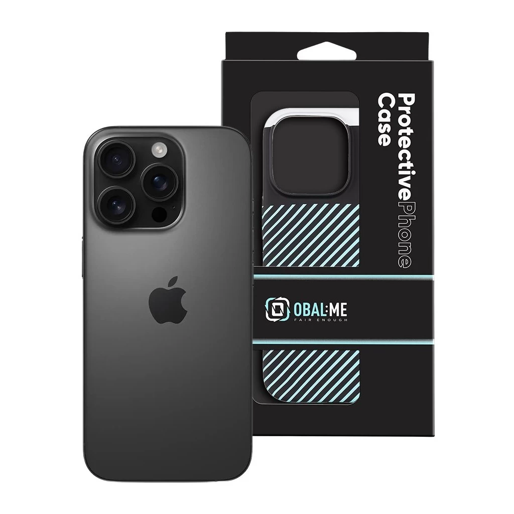 OBAL:ME Flossy Stripes tok Apple iPhone 16 Pro készülékhez fekete/égkék