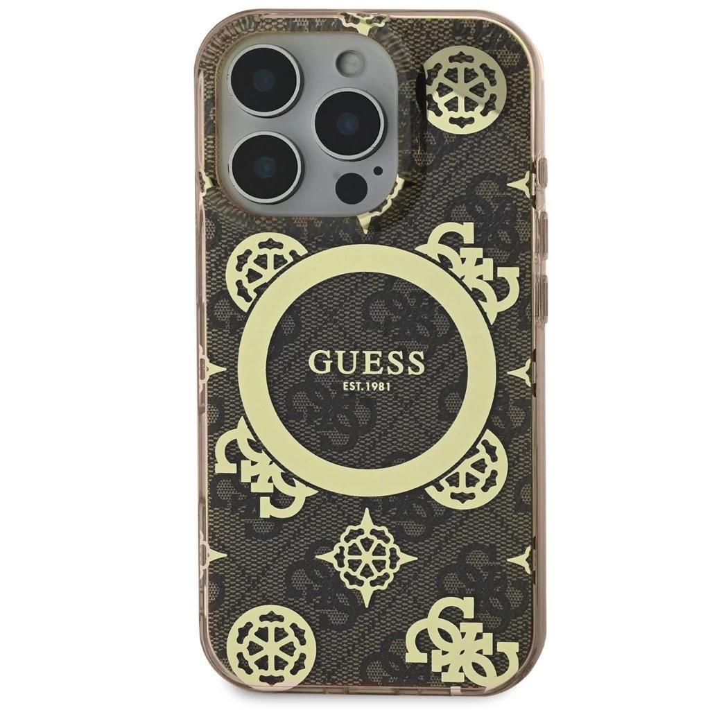 Guess IML 4G Peony MagSafe tok iPhone 16 Pro készülékhez barna