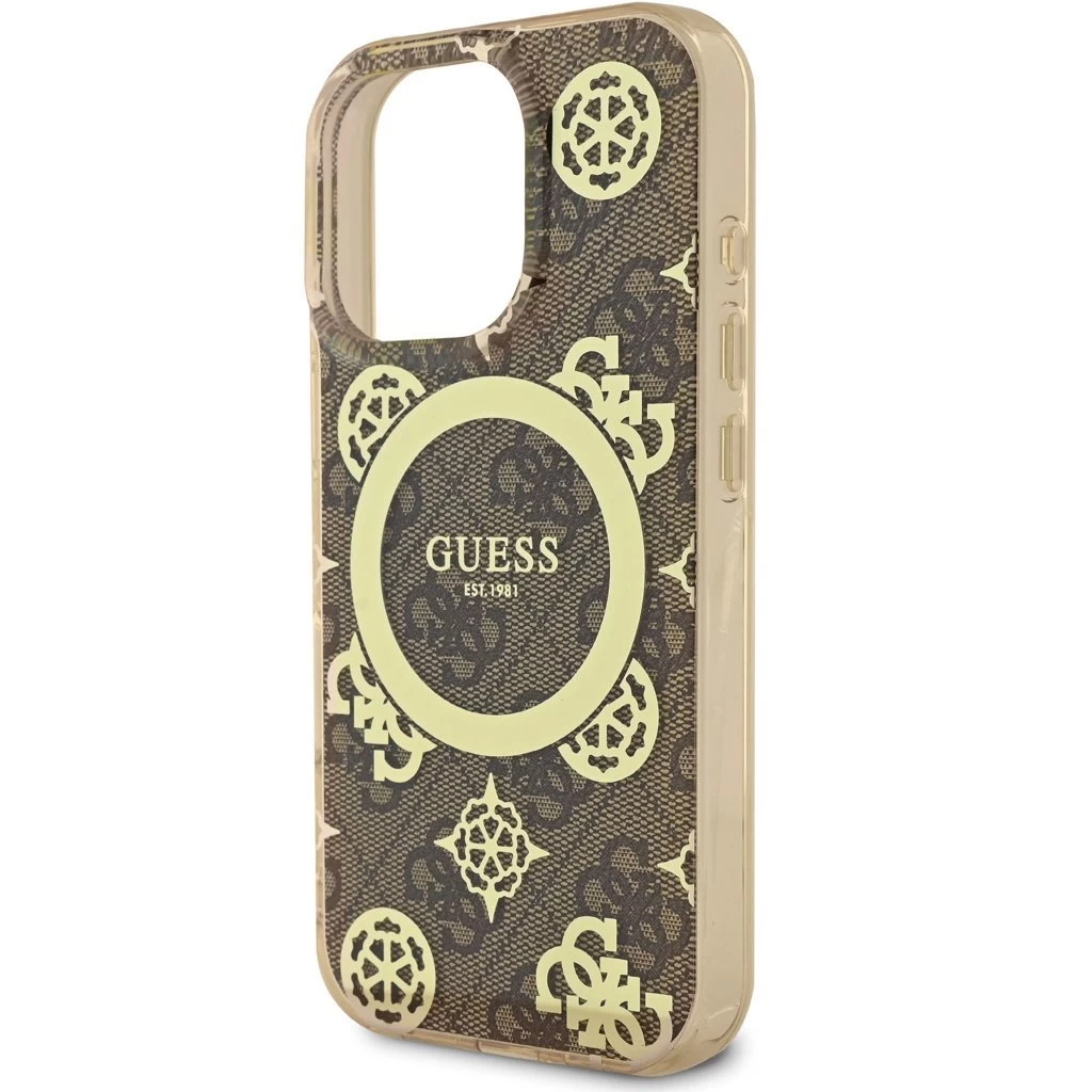 Guess IML 4G Peony MagSafe tok iPhone 16 Pro készülékhez barna