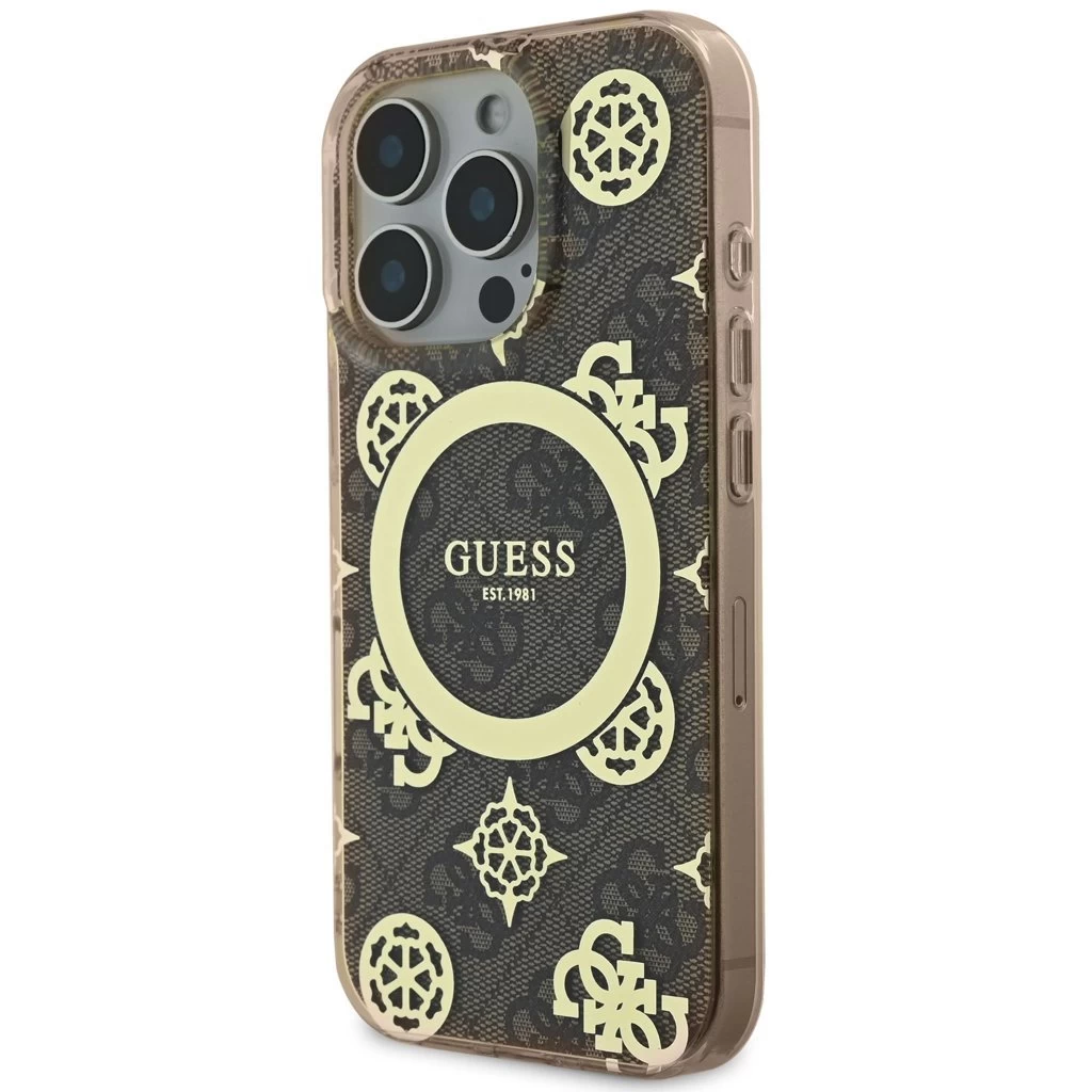 Guess IML 4G Peony MagSafe tok iPhone 16 Pro Max készülékhez barna