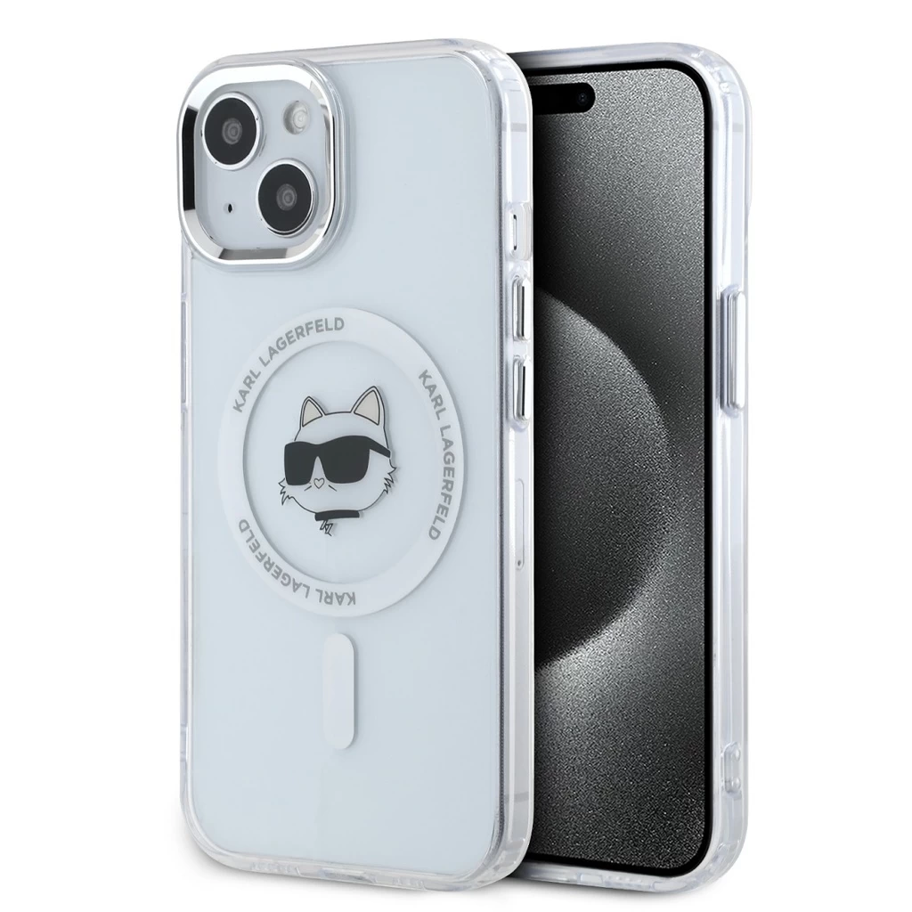 Karl Lagerfeld IML Choupette Head Metal Frame MagSafe tok iPhone 15 készülékhez átlátszó