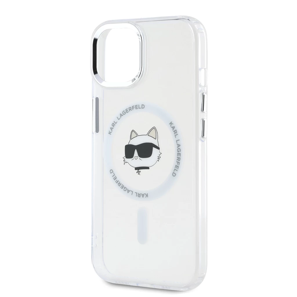 Karl Lagerfeld IML Choupette Head Metal Frame MagSafe tok iPhone 15 készülékhez átlátszó