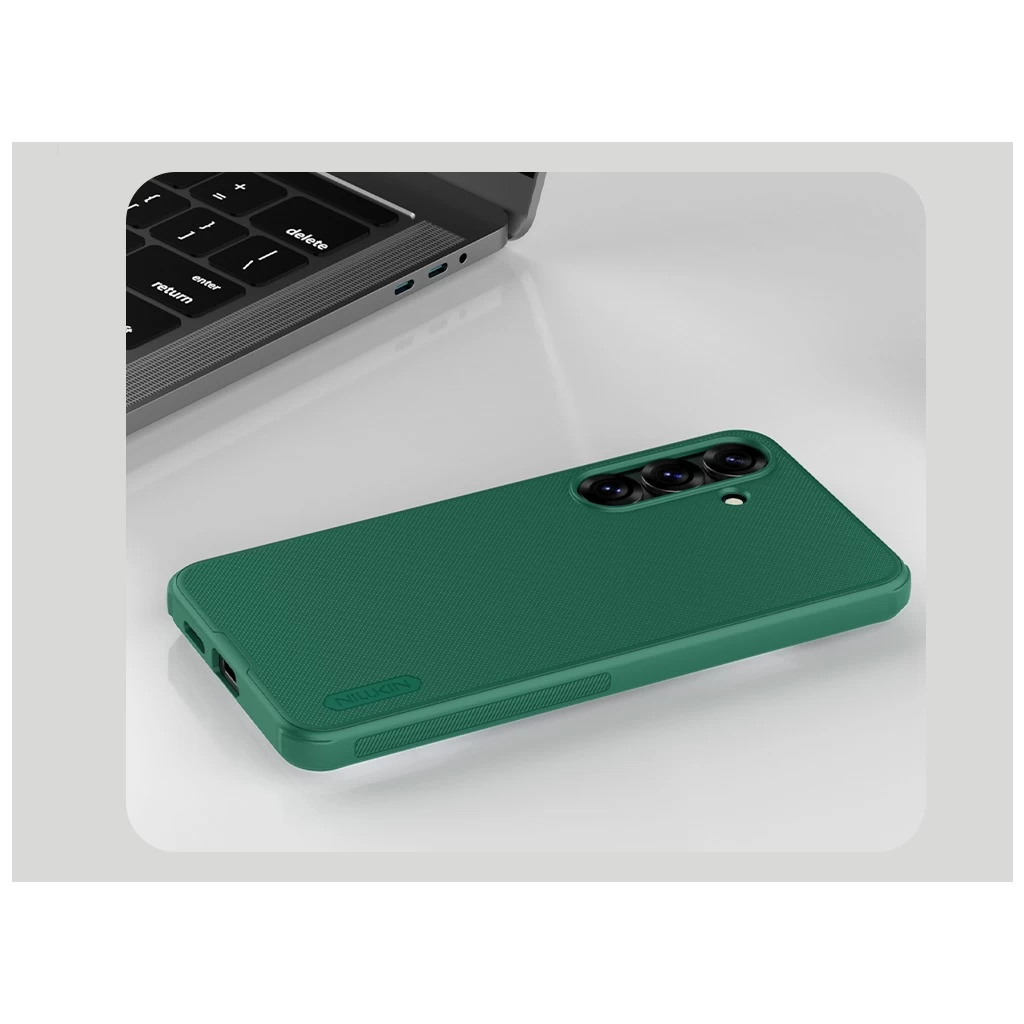 Nillkin Super Frosted PRO háttó tok Samsung Galaxy S25 készülékhez sötét zöld