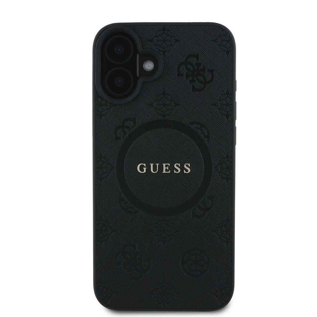 Guess Saffiano Peony Stamp MagSafe tok iPhone 16 készülékhez fekete