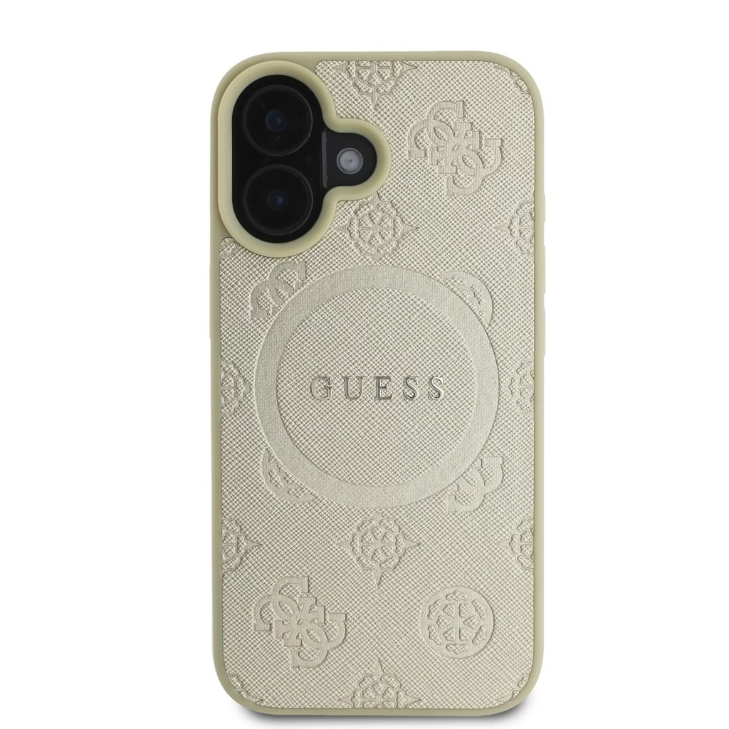Guess Saffiano Peony Stamp MagSafe tok iPhone 16 készülékhez arany