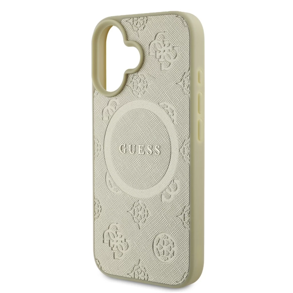Guess Saffiano Peony Stamp MagSafe tok iPhone 16 készülékhez arany
