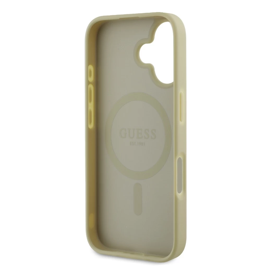 Guess Saffiano Peony Stamp MagSafe tok iPhone 16 készülékhez arany