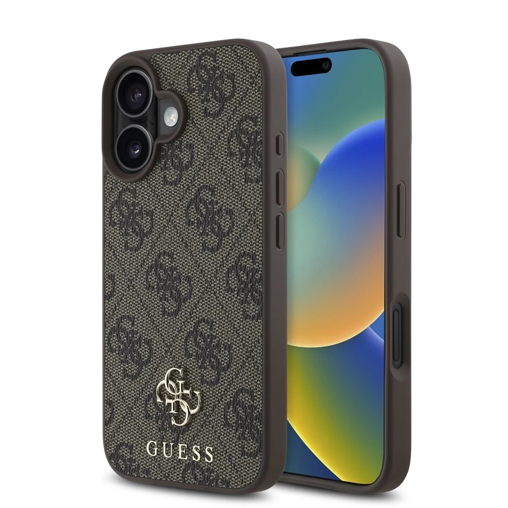 Guess PU 4G Small Metal Logo MagSafe tok iPhone 16 készülékhez barna