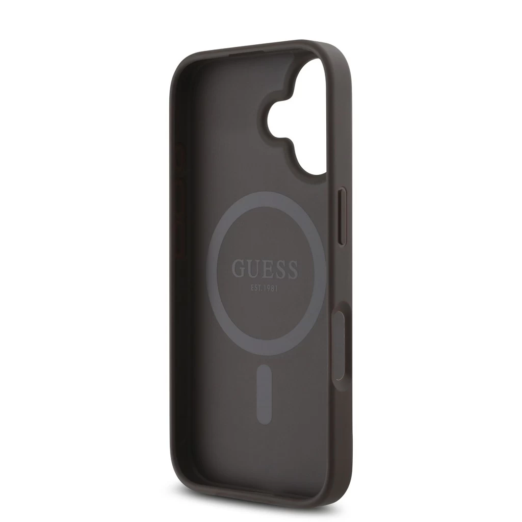 Guess PU 4G Small Metal Logo MagSafe tok iPhone 16 készülékhez barna