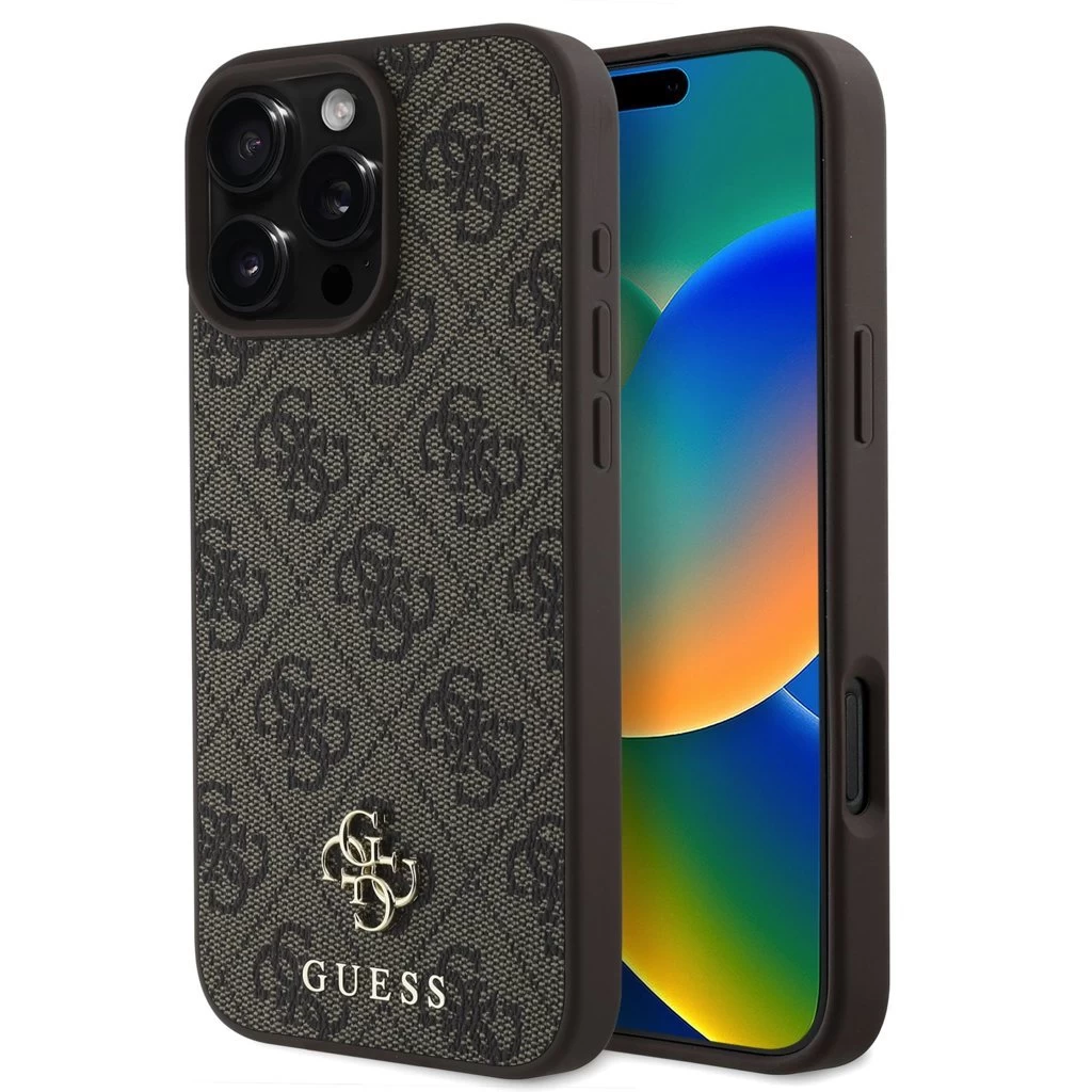 Guess PU 4G Small Metal Logo MagSafe tok iPhone 16 Pro Max készülékhez barna