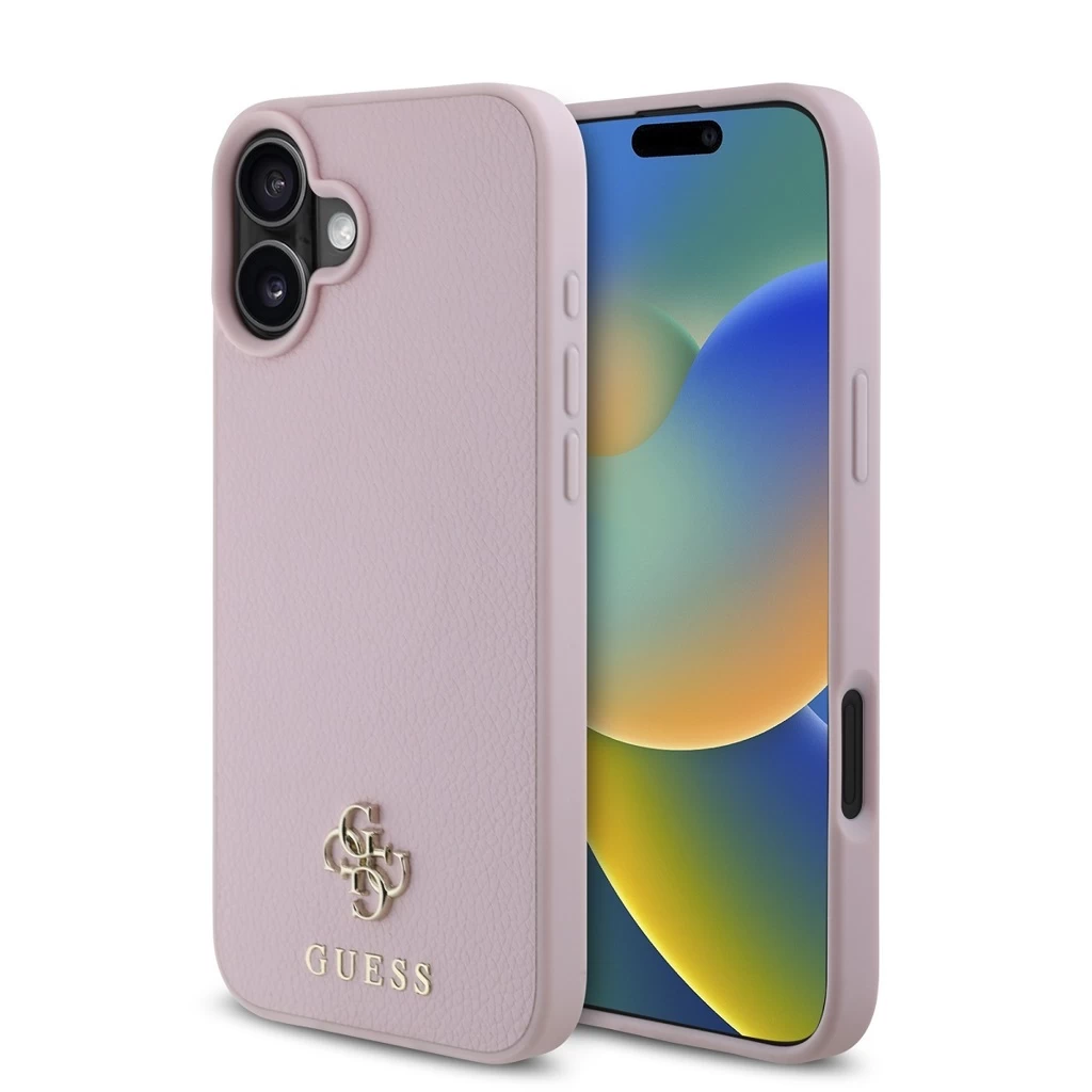 Guess PU Grained 4G Small Metal Logo MagSafe tok iPhone 16 készülékhez rózsaszín