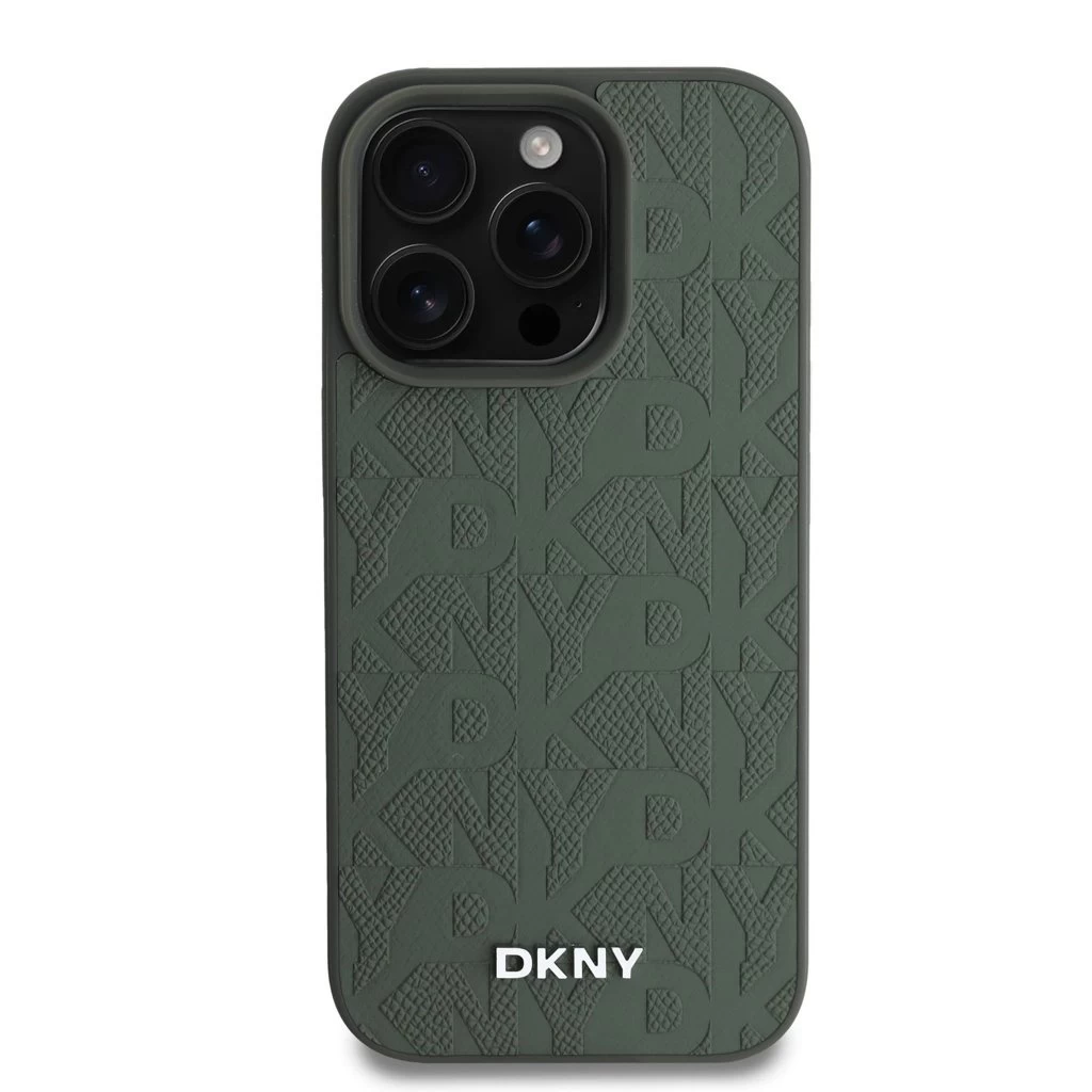 DKNY PU bőr Grid Pattern Magsafe tok iPhone 16 Pro Max készülékhez zöld