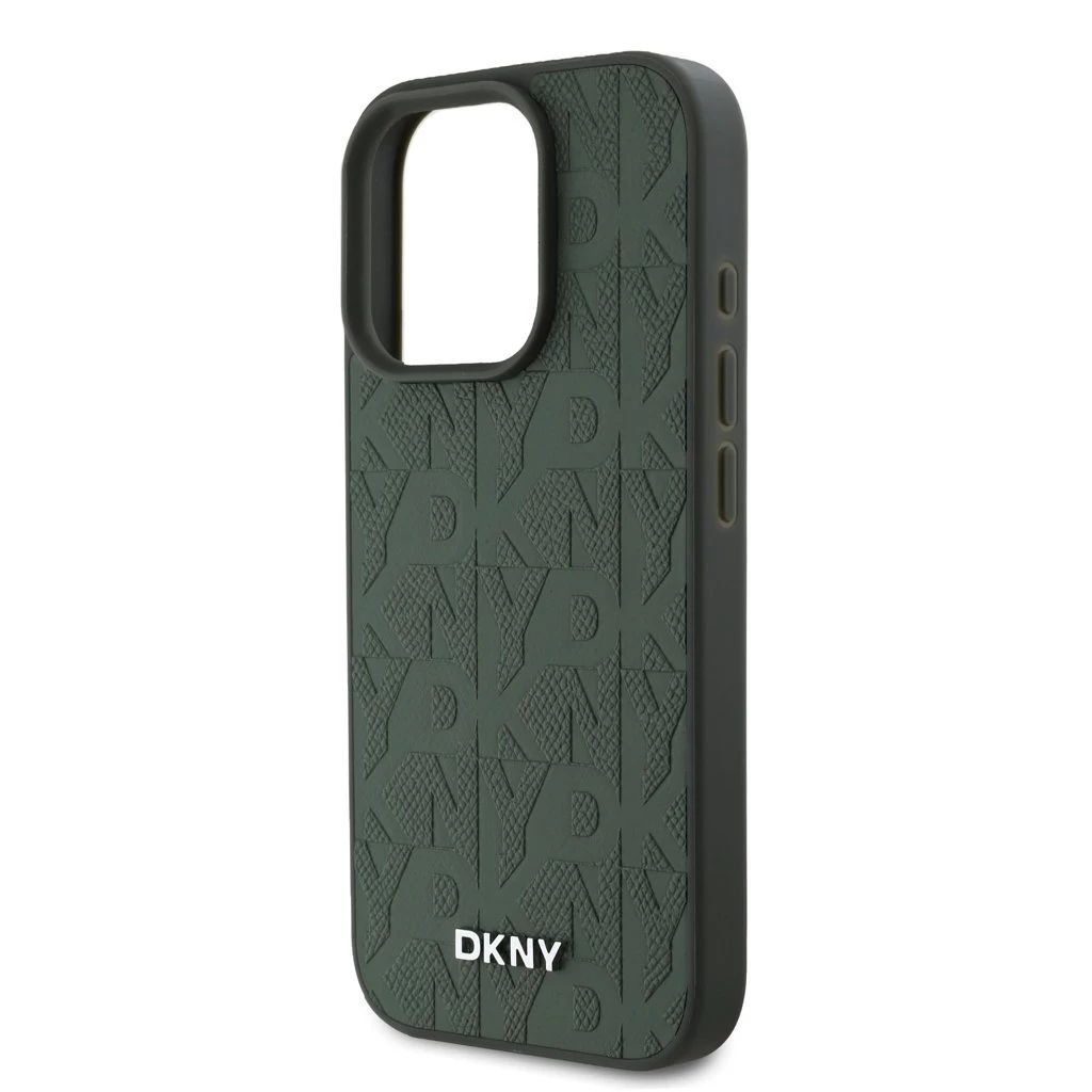 DKNY PU bőr Grid Pattern Magsafe tok iPhone 16 Pro Max készülékhez zöld