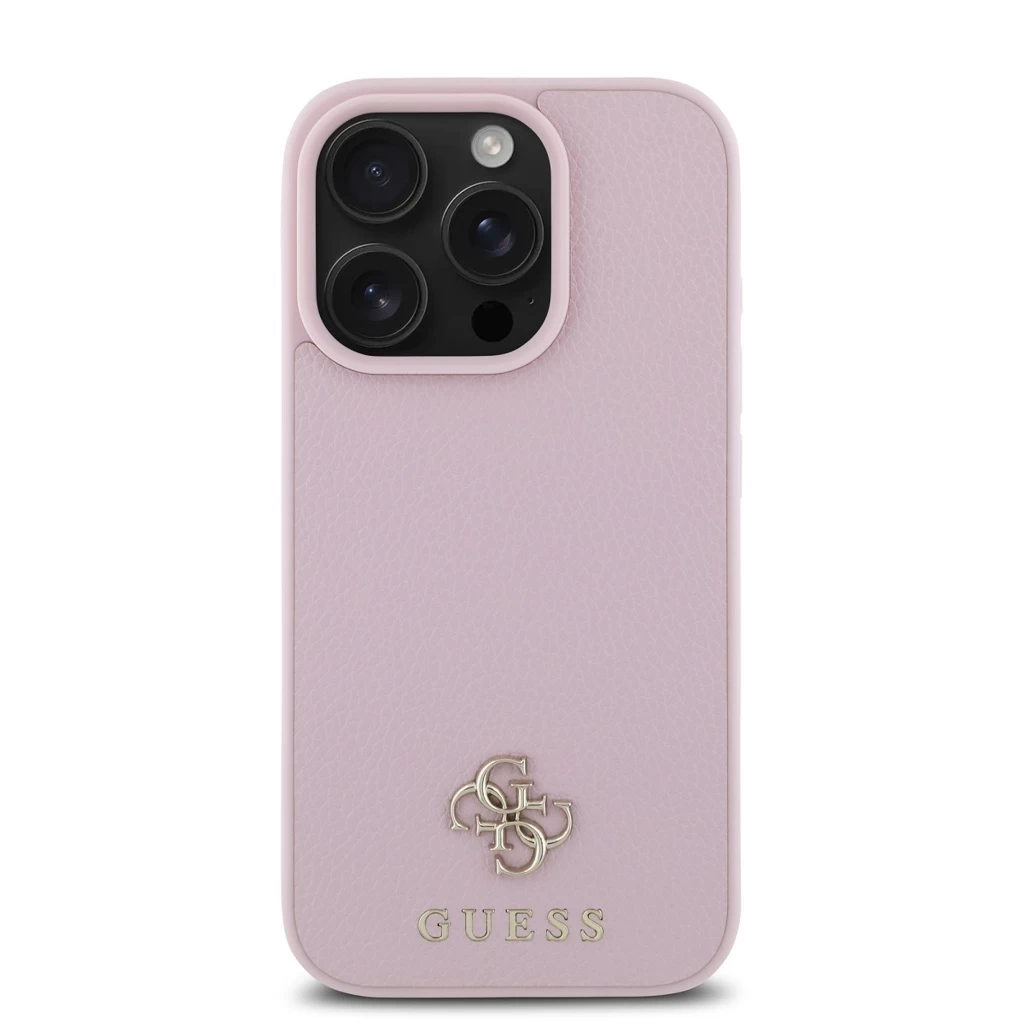 Guess PU Grained 4G Small Metal Logo MagSafe tok iPhone 16 Pro készülékhez rózsaszín