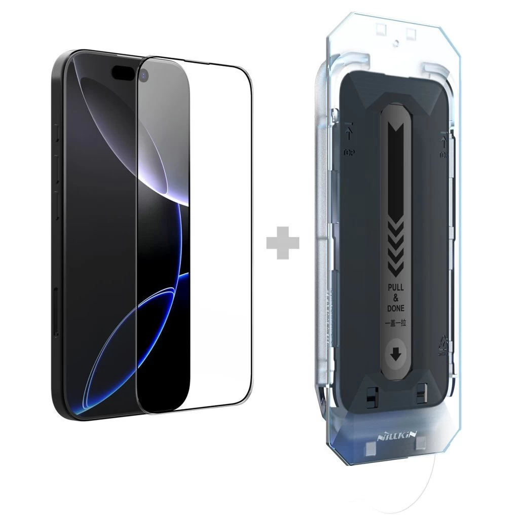 Nillkin edzett üveg kijelzővédő 2.5D CP+ PRO, Apple iPhone 16 Pro Max készülékhez, fekete (applikátorral)