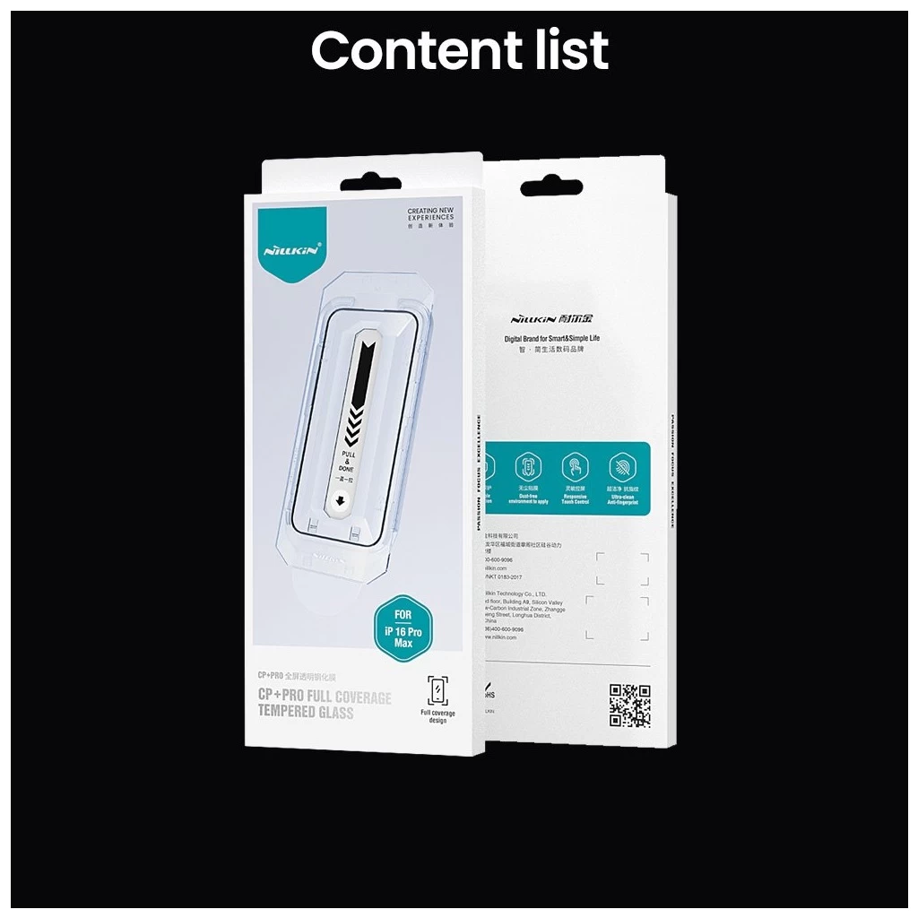 Nillkin edzett üveg kijelzővédő 2.5D CP+ PRO, Apple iPhone 16 Pro Max készülékhez, fekete (applikátorral)