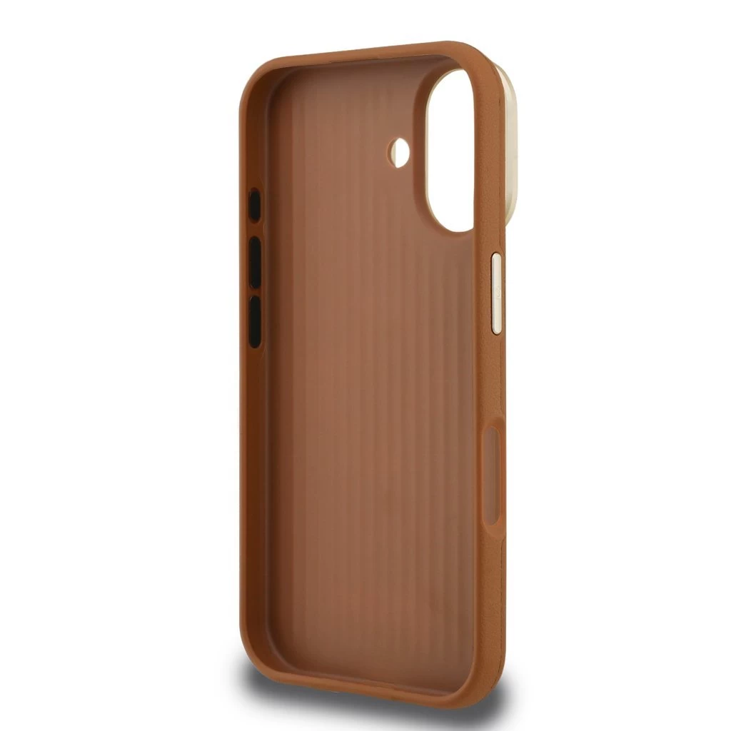 Guess PU Grained 4G Logo Stand Camera Frame tok iPhone 16 készülékhez barna